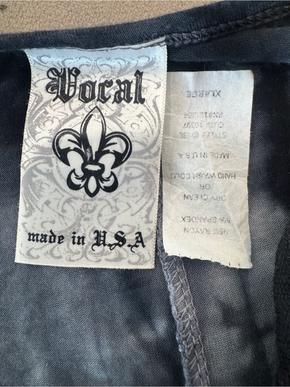 Vocal Charcoal Gray Tee with Fleur-de-Lis